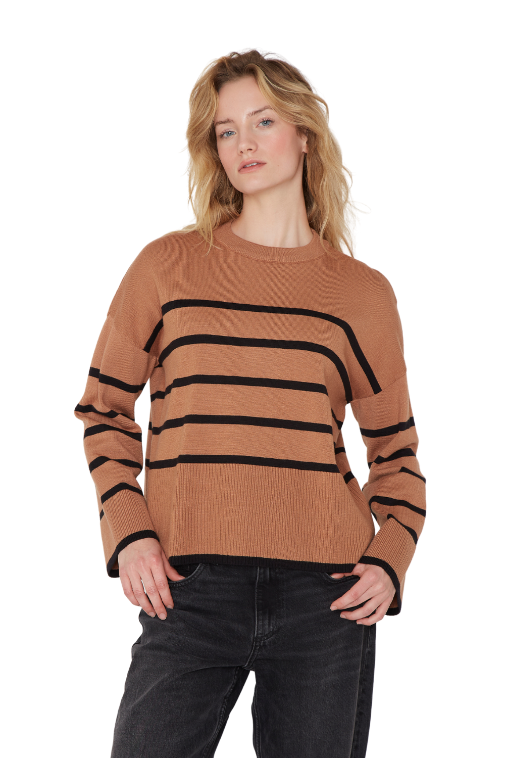 Chaleco Verna rayas camel Jacinta Tienda-2