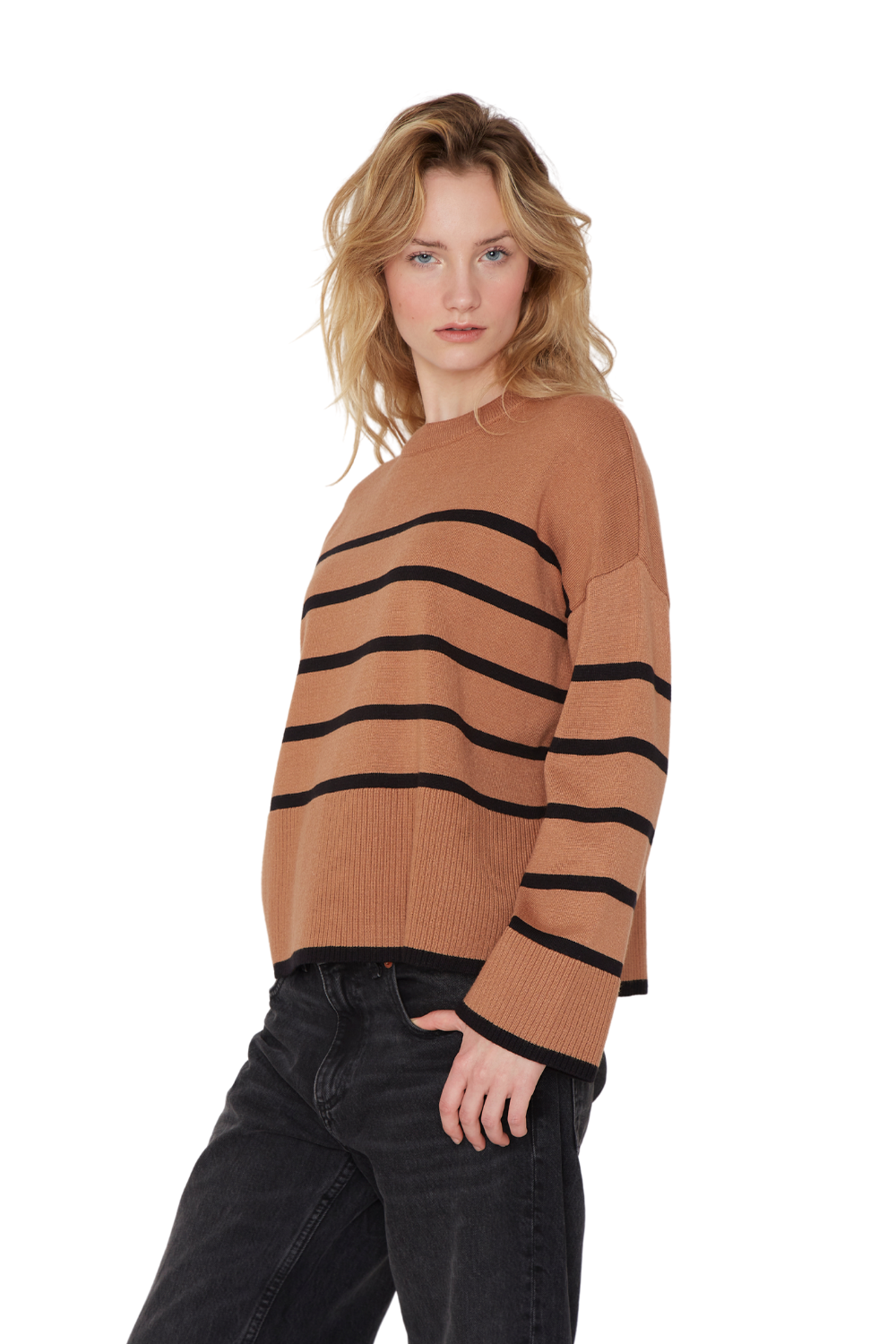 Chaleco Verna rayas camel Jacinta Tienda-3