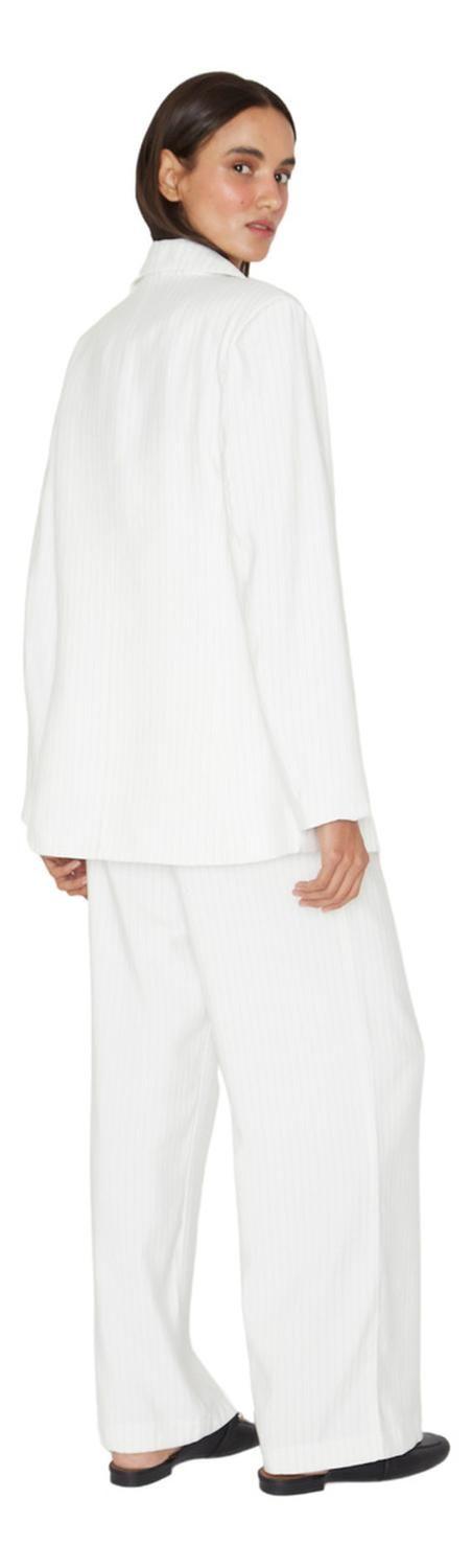 Blazer Oxford Rayas Blanco Jacinta Tienda-5