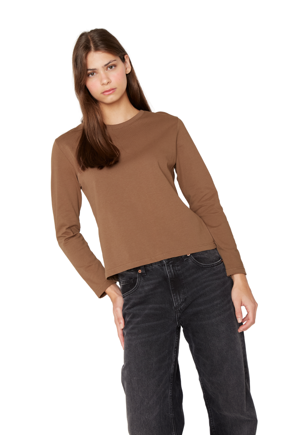 Polera Jacinta manga larga café Jacinta Tienda-1