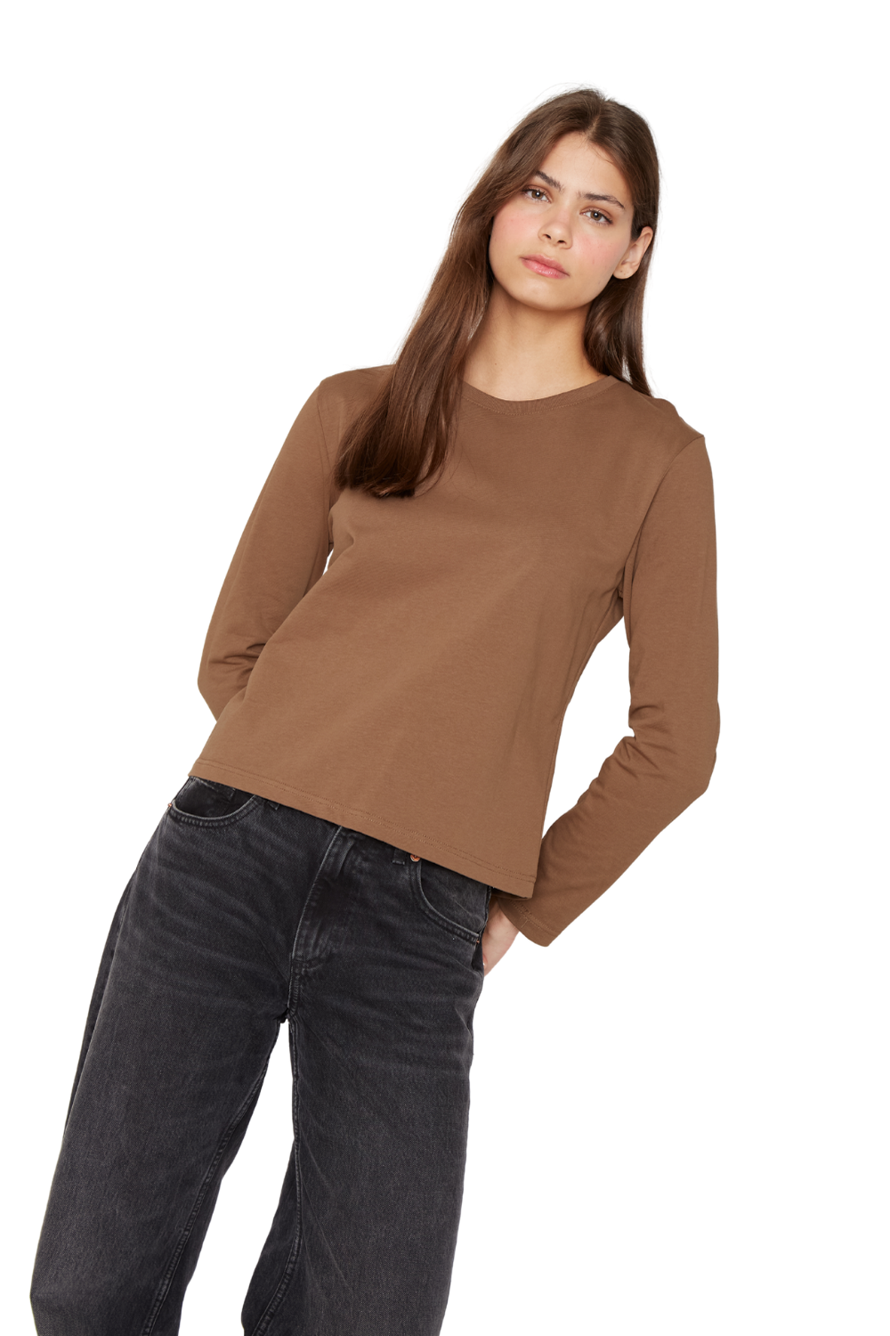 Polera Jacinta manga larga café Jacinta Tienda-3