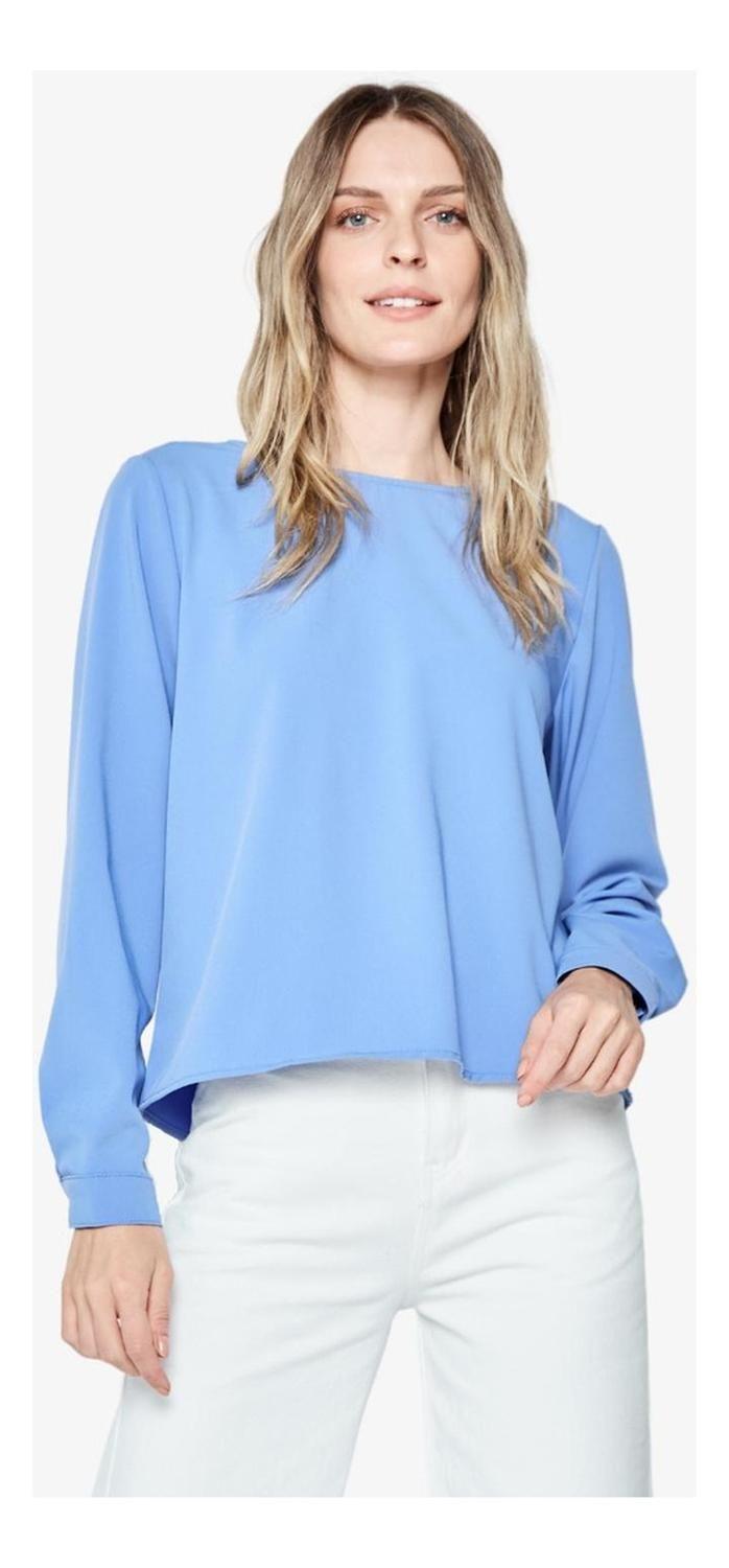 Blusa Mila Manga Larga Azul-2