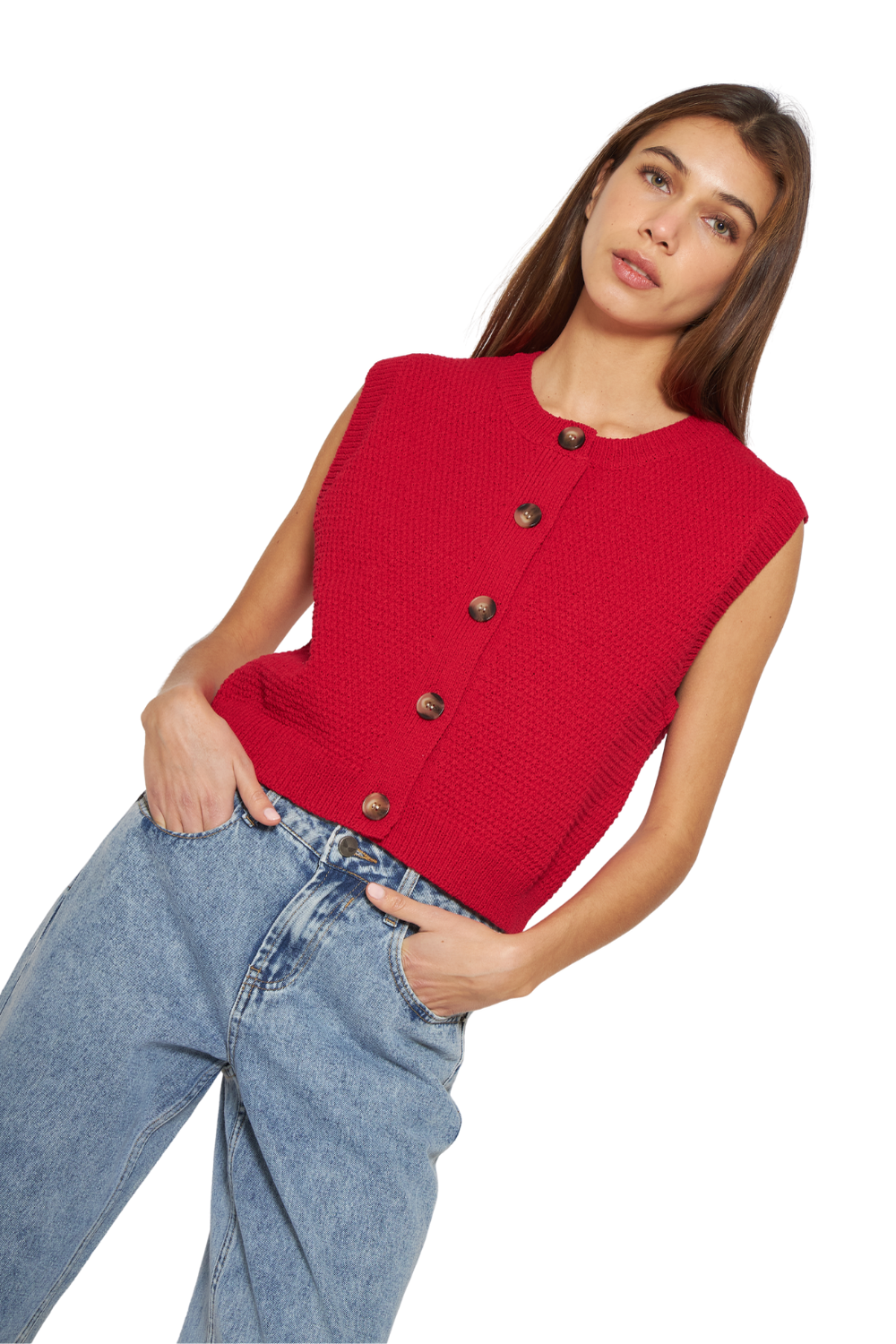 Chaleco Julia sin mangas rojo Jacinta Tienda-3