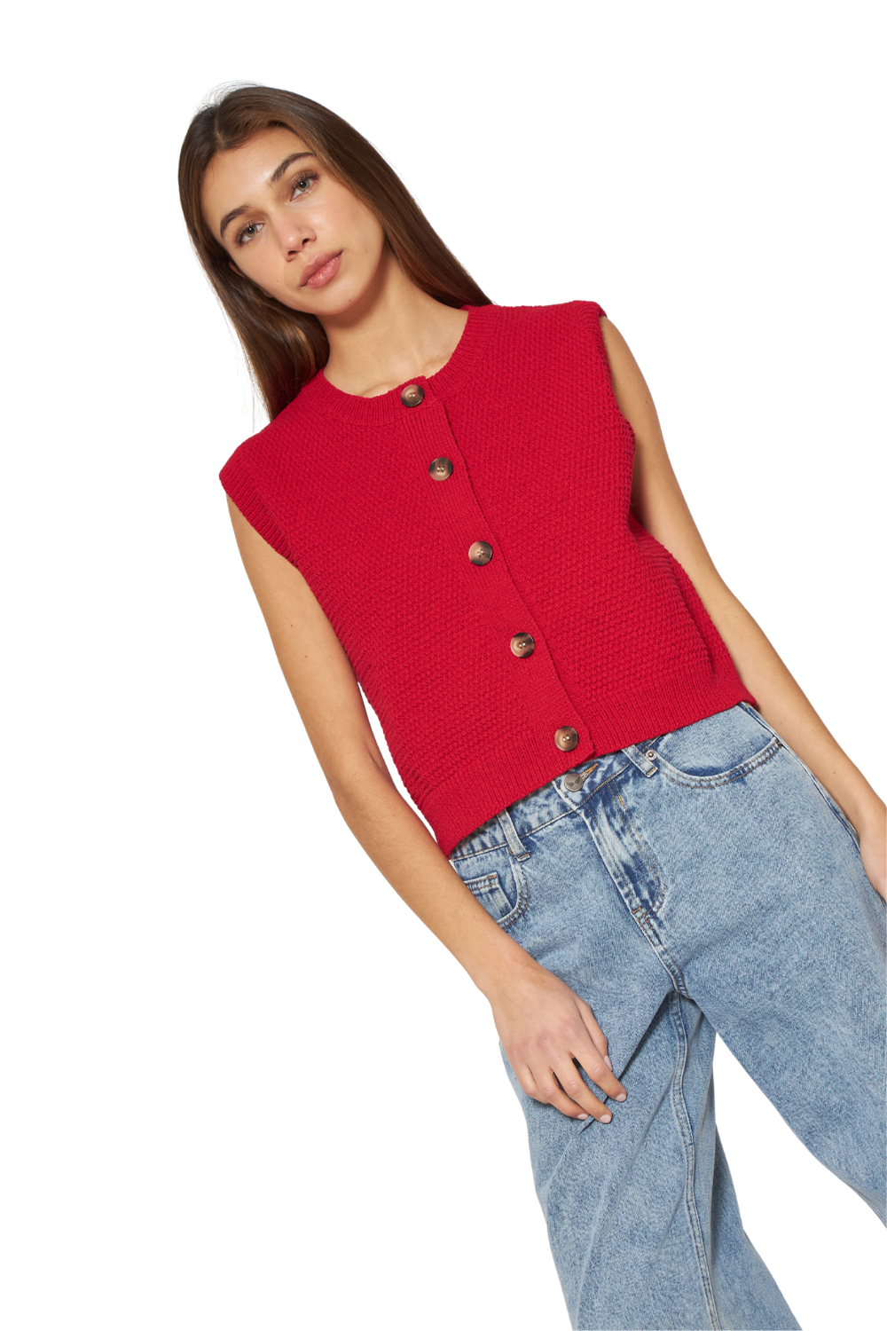 Chaleco Julia sin mangas rojo Jacinta Tienda-6