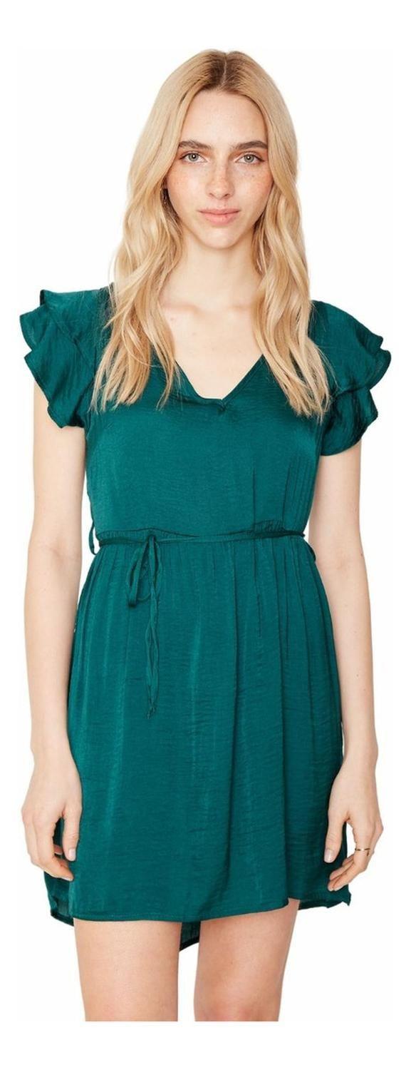 Vestido Anna Corto Verde Petroleo-0