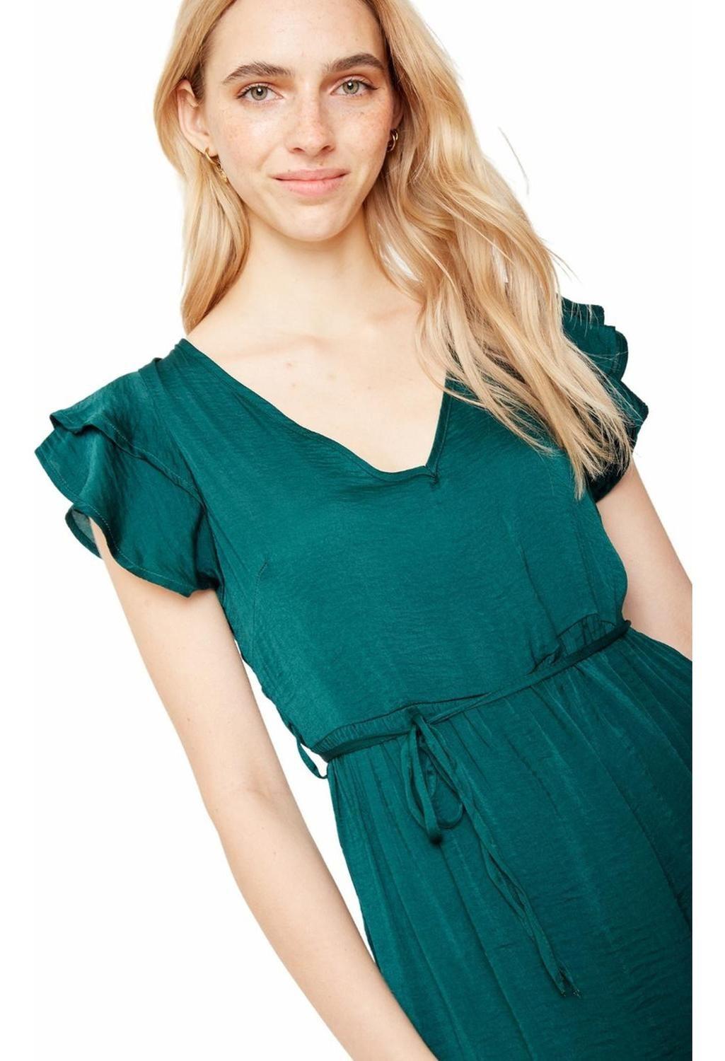 Vestido Anna Corto Verde Petroleo-5