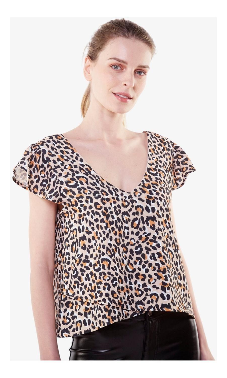 Polera Sara Manga Corta Animal Print-0