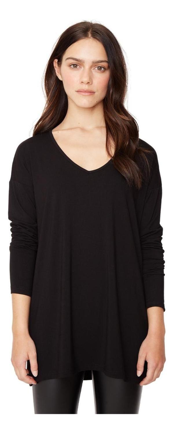 Polera Alana En V Negra Jacinta Tienda-0