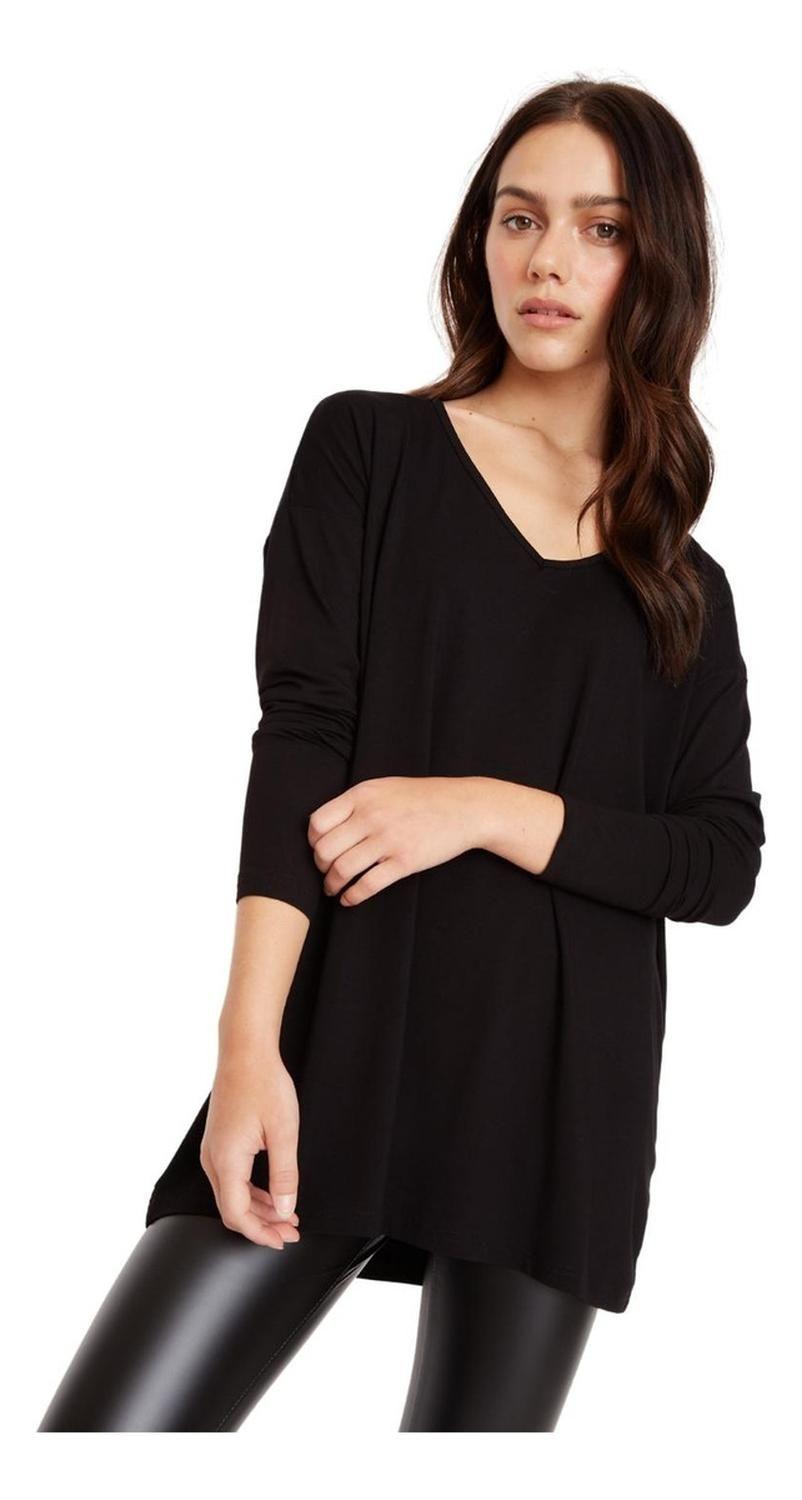 Polera Alana En V Negra Jacinta Tienda-3