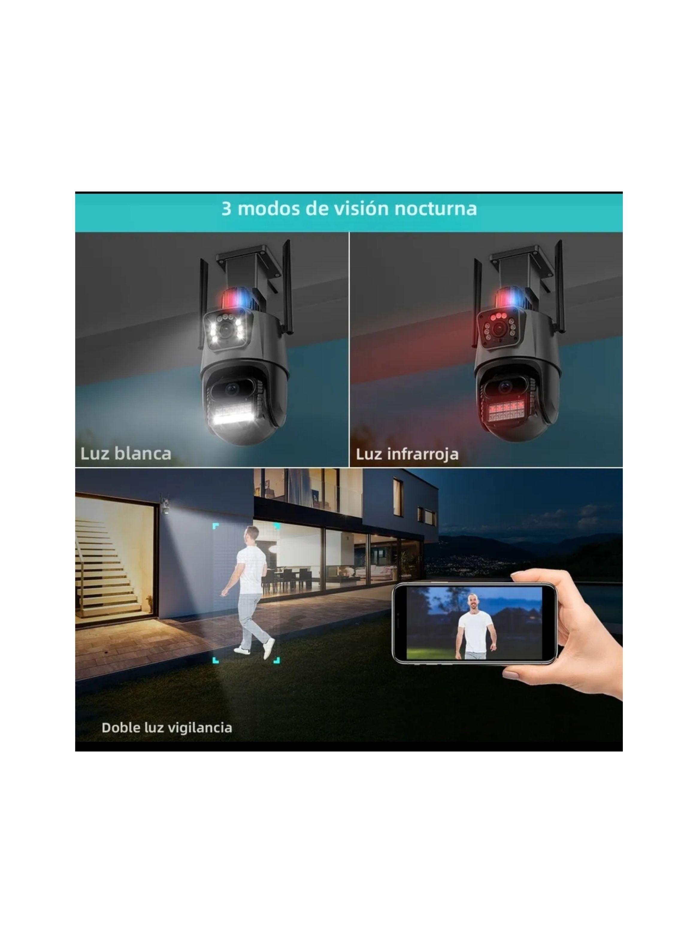 Smart Cámara Dual Baliza Wifi Alarma Exterior Sensor Humano-4