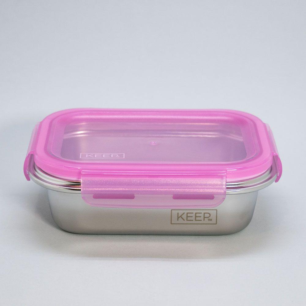 Hermetico Metalico 600ml Keep Rosado-3