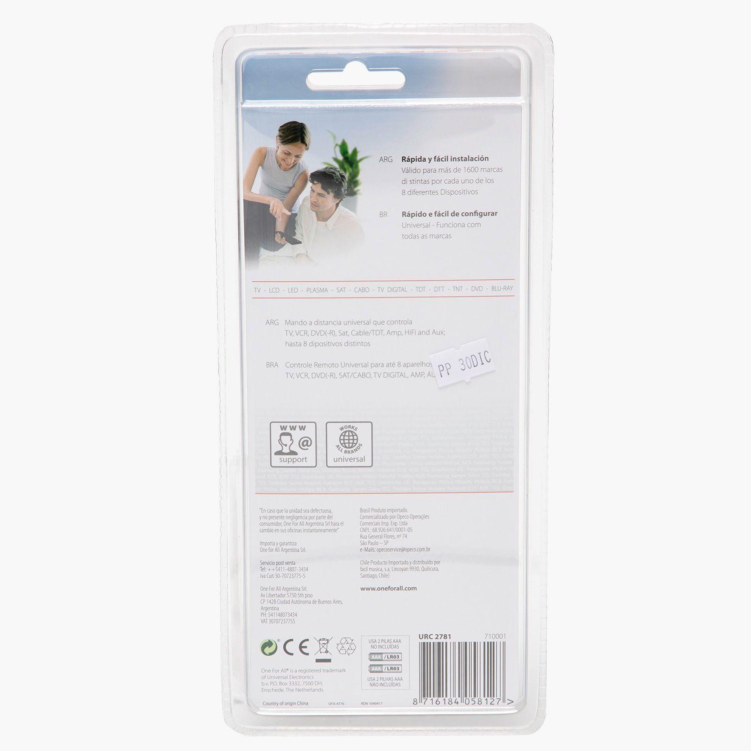 Control Remoto Universal  8 en 1 URC2781-4