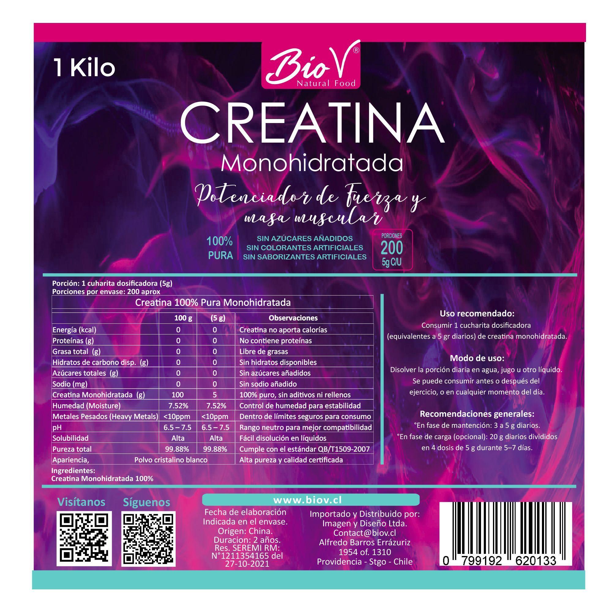 Creatina Monohidratada 1kg – Polvo Puro BioV Suplemento Deportivo y Energía Muscular-3
