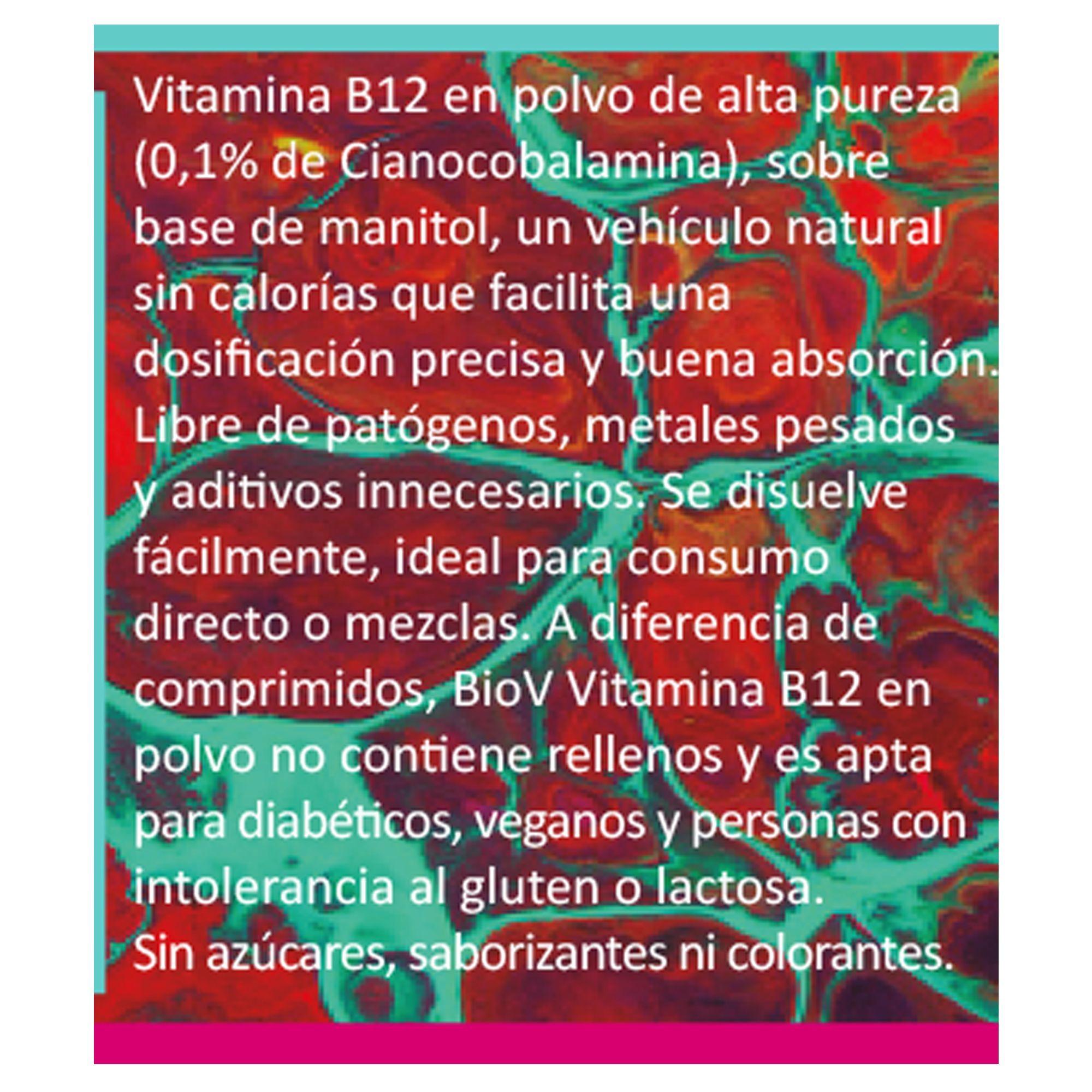 Vitamina B12 BioV Cianocobalamina Pura en Polvo Pack 2x50g (100g Total) – Alta Potencia-3