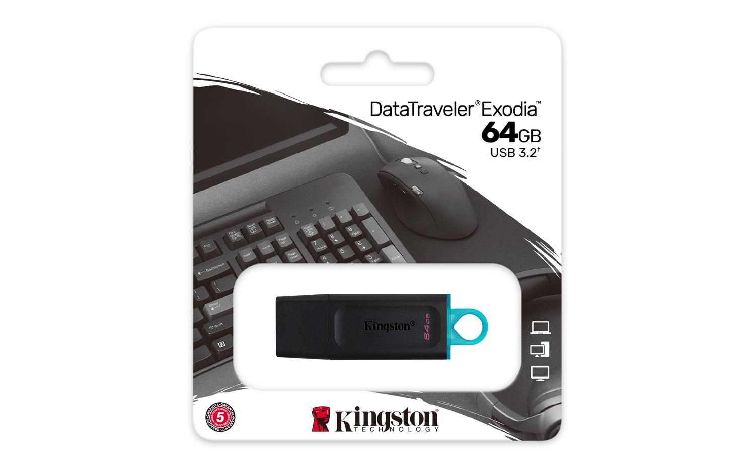 Pendrive DataTraveler Exodia USB 64 GB USB tipo A Negro y Turquesa-4