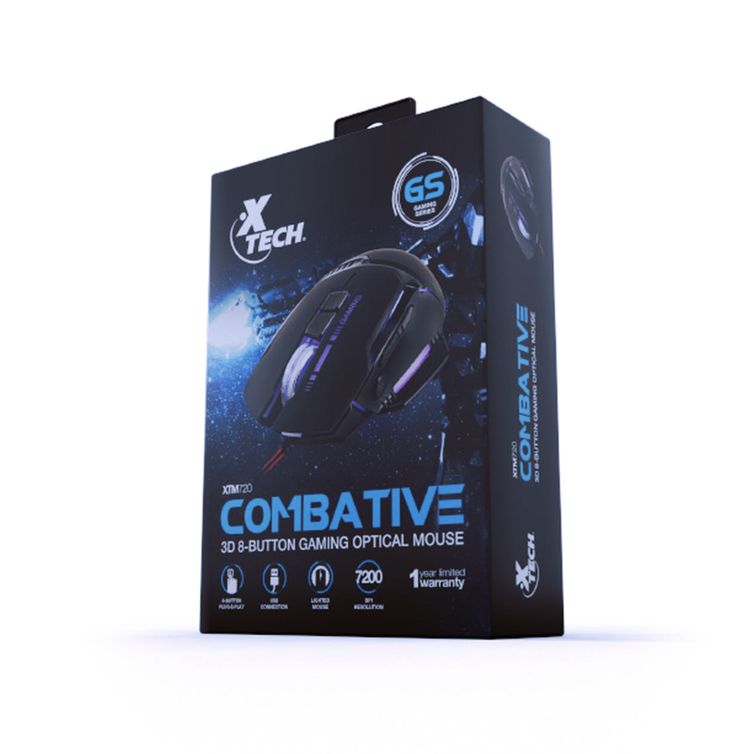 Mouse XTM-720 Diestro USB tipo A Óptico-5