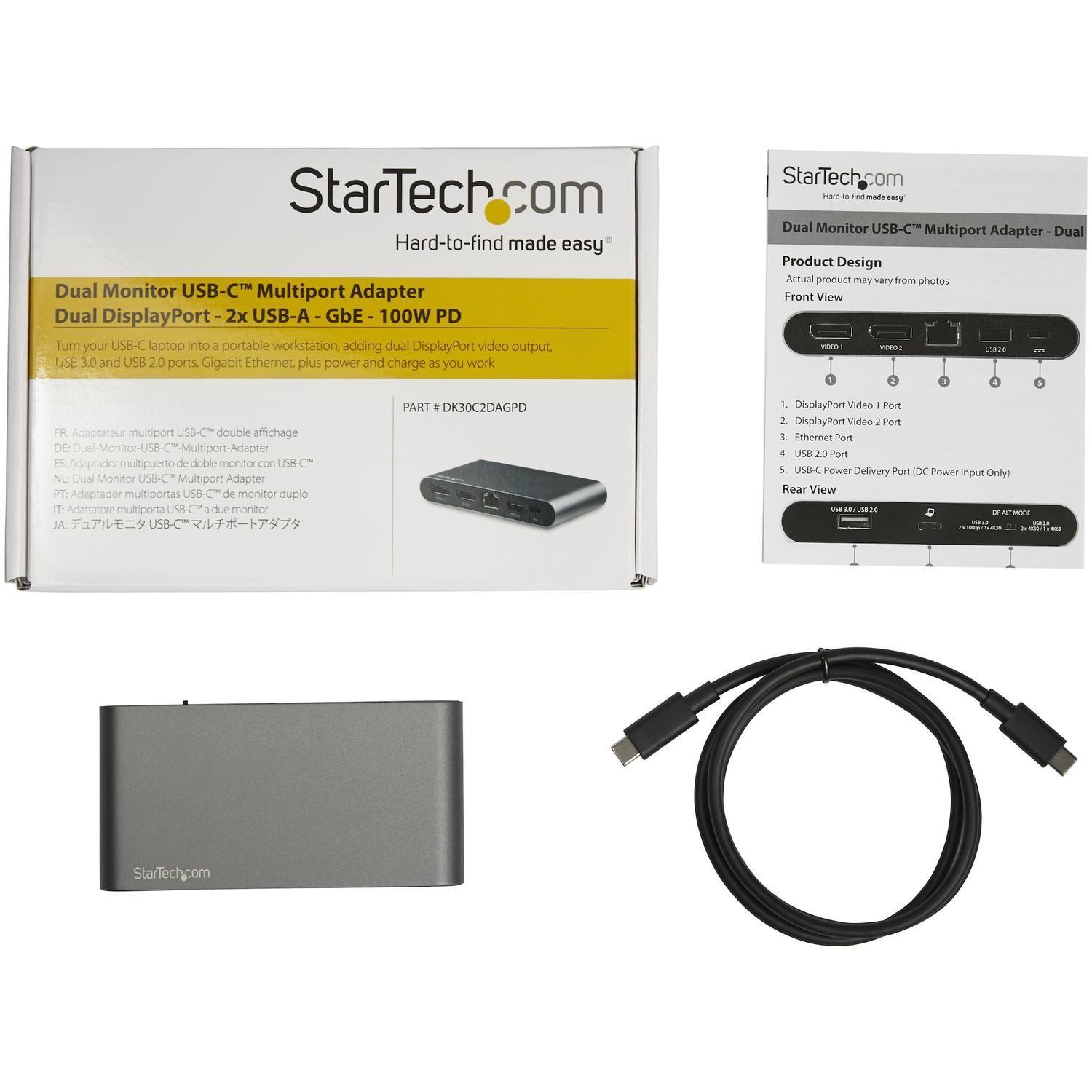 Docking Station StarTech para 2 Monitores DisplayPort 4K-4
