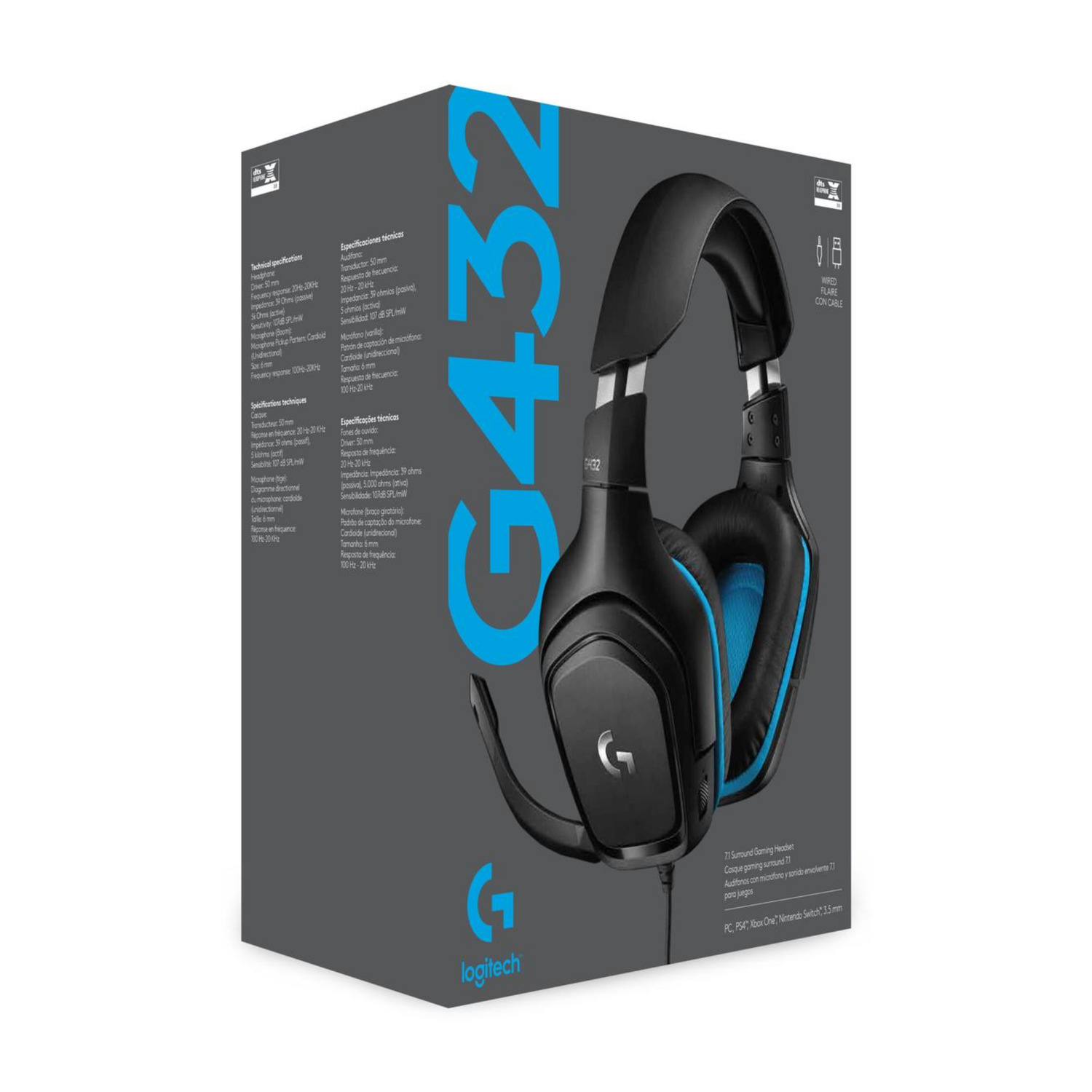 Audífonos Diadema Gamer Logitech G432 Alámbrico Negro-7