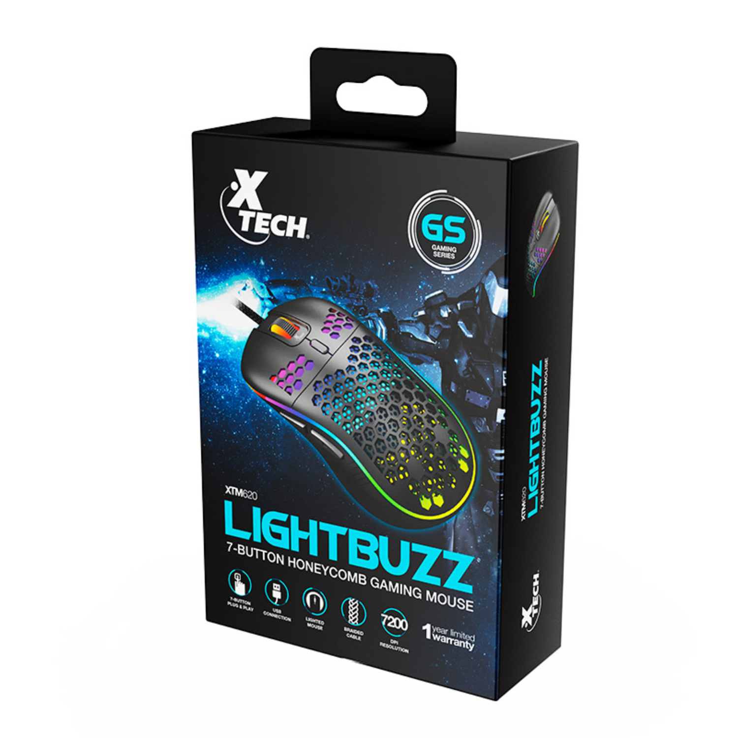 Mouse Gamer Lightbuzz 7 Botones RGB con Cable Negro-7