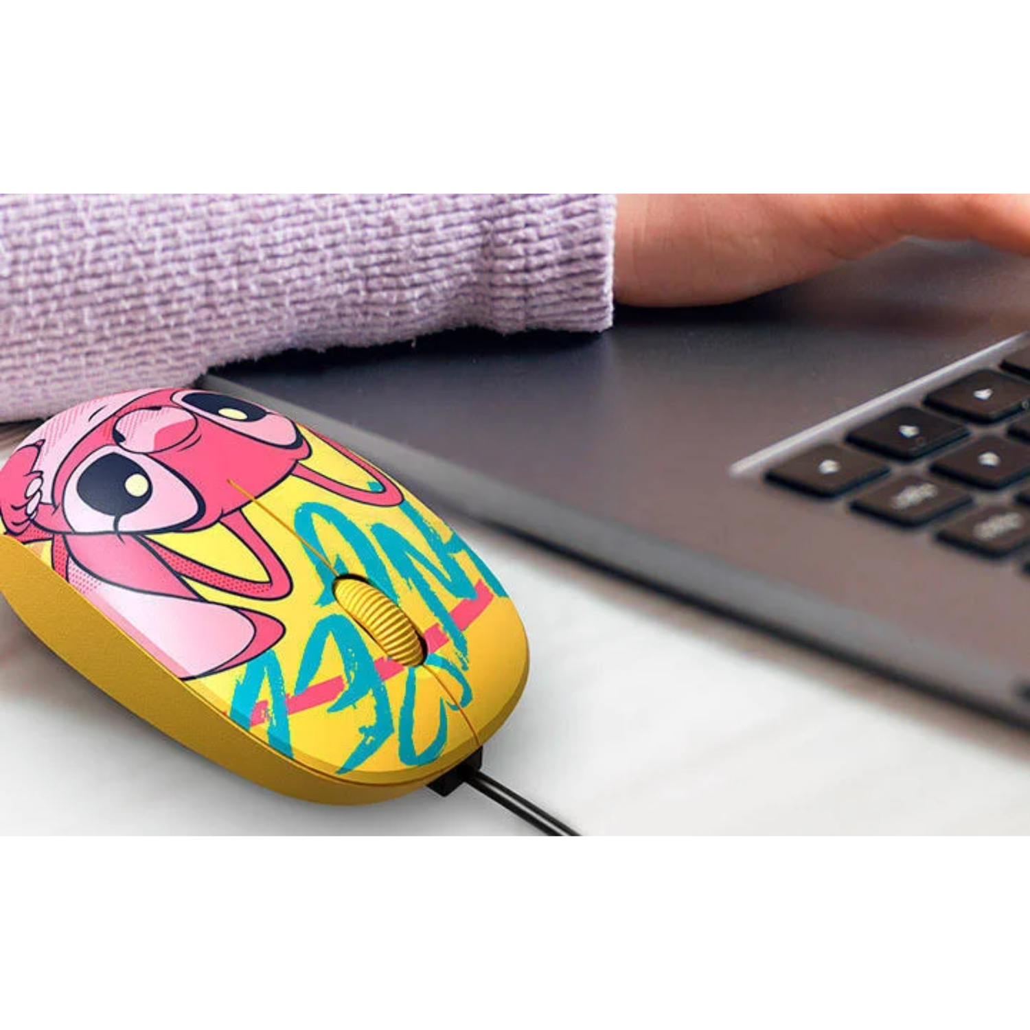 Mouse con Cable Edición Stitch Amarillo-4