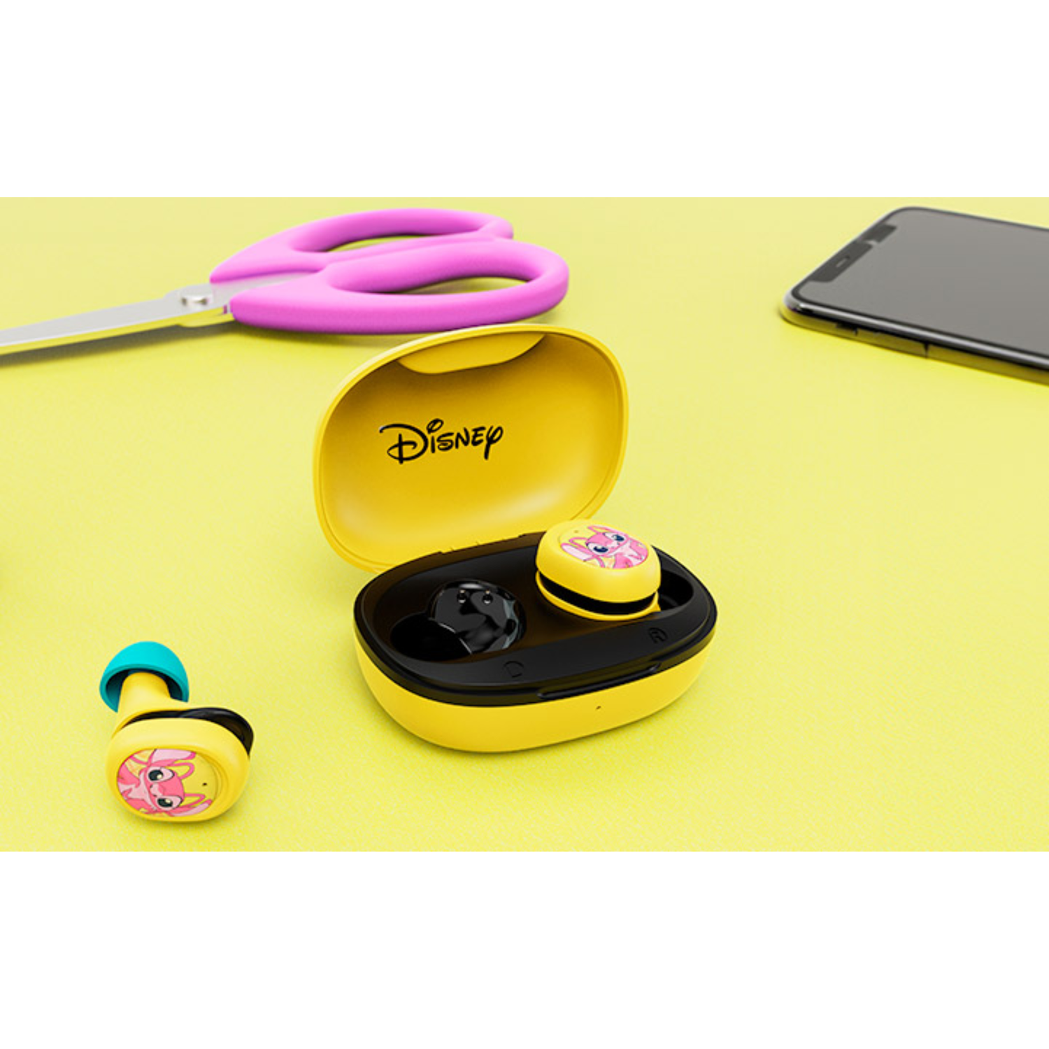 Audífonos TWS Stitch Inalámbricos con Estuche Carga Amarillo-3