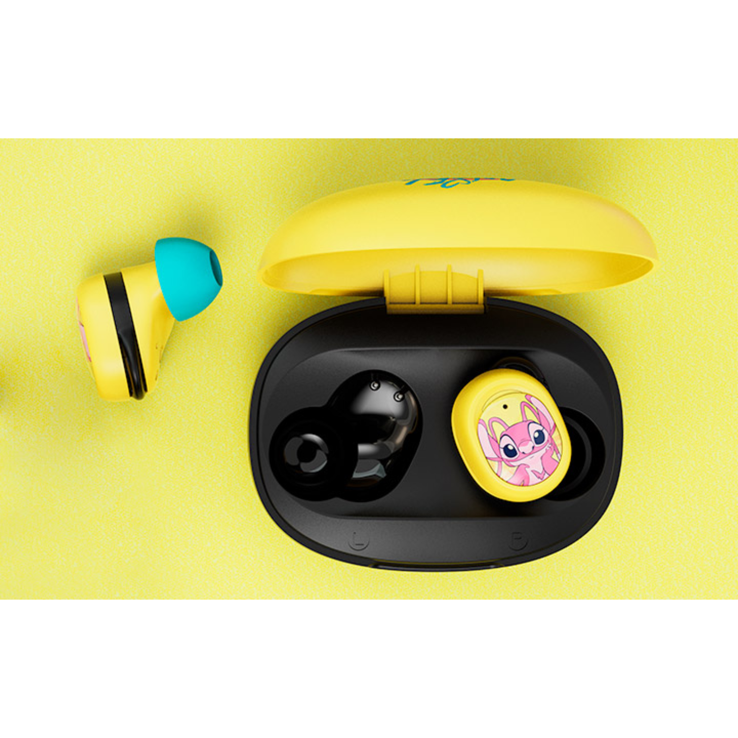 Audífonos TWS Stitch Inalámbricos con Estuche Carga Amarillo-5
