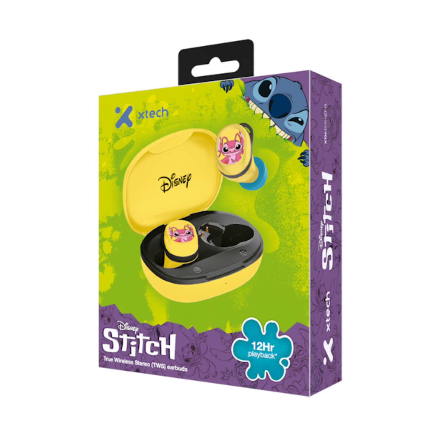 Audífonos TWS Stitch Inalámbricos con Estuche Carga Amarillo-6