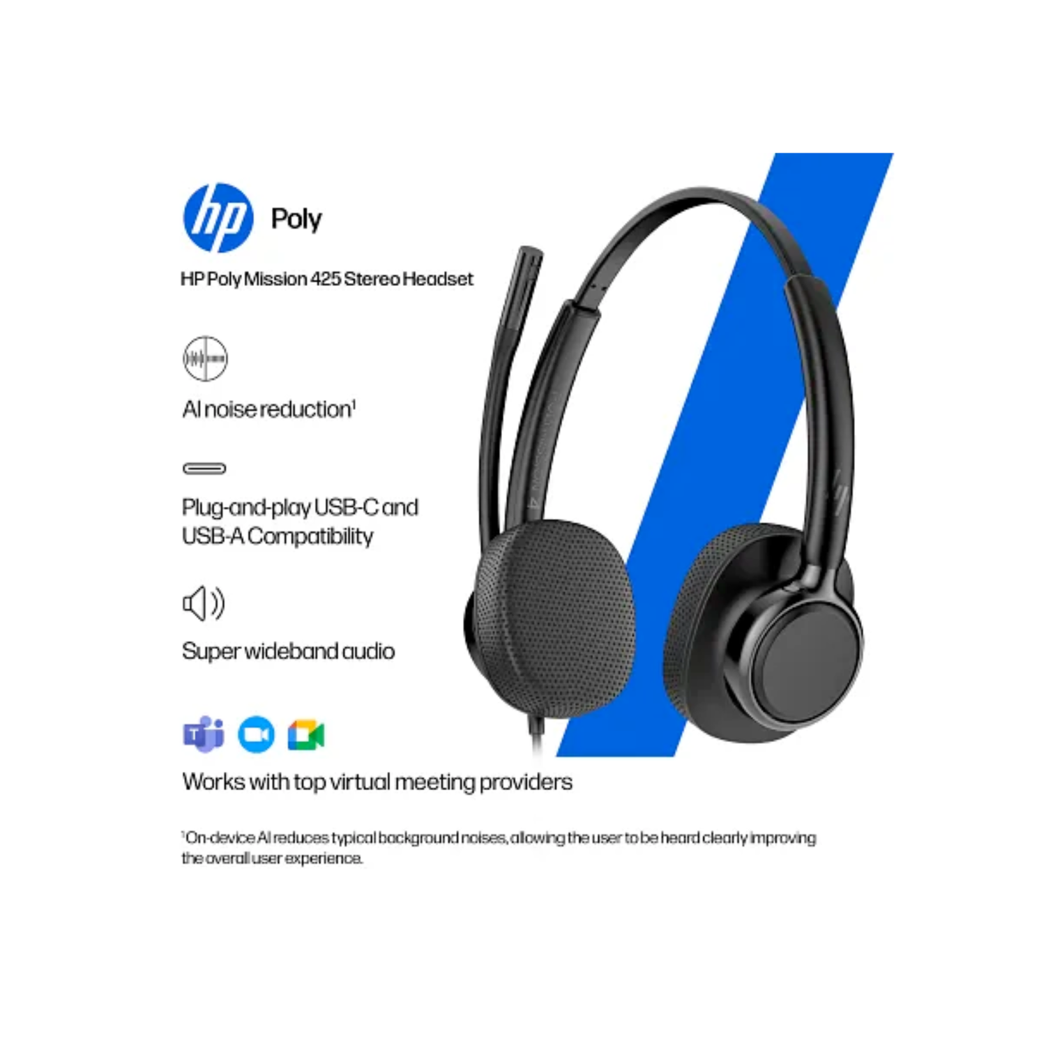 Audífonos HP Poly Mission 425 Estéreo USB Negro-4