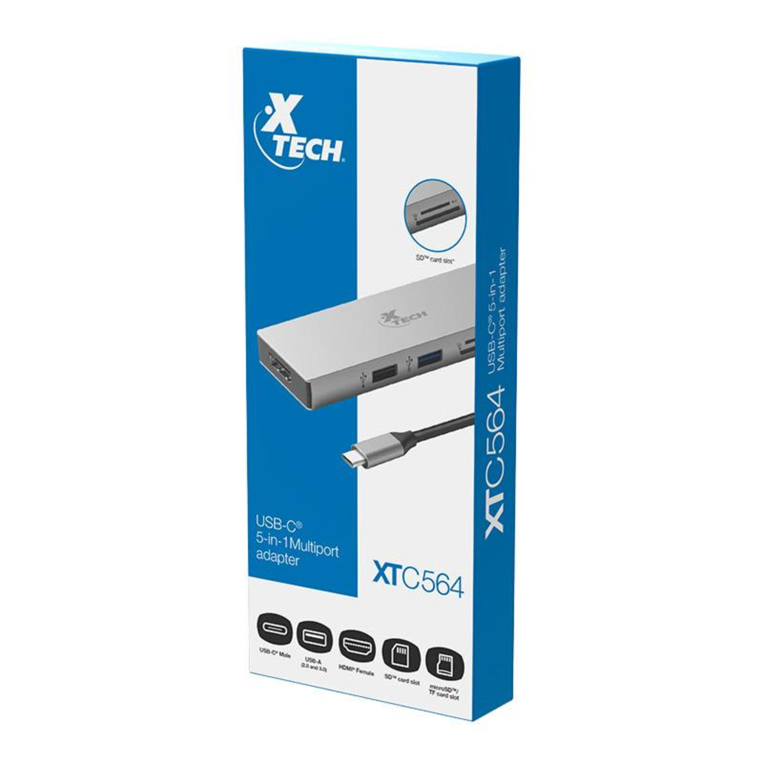 Adaptador Multipuerto 5 en 1 USB-C XTC-564 Gris-5