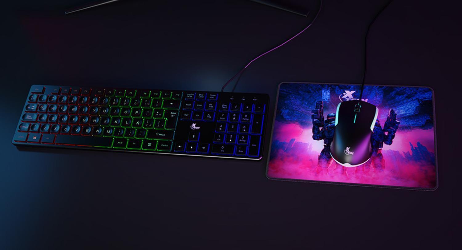 Kit Teclado y Mouse Xtech USB QWERTY Español Negro-2