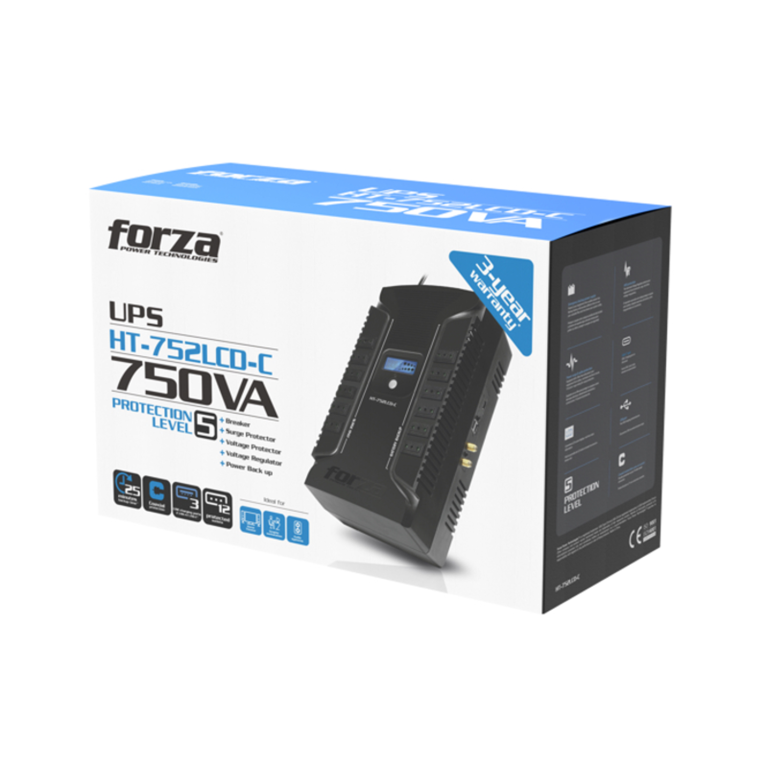 UPS Forza 750 VA HT-752LCD-C Interactiva 12 salidas-4