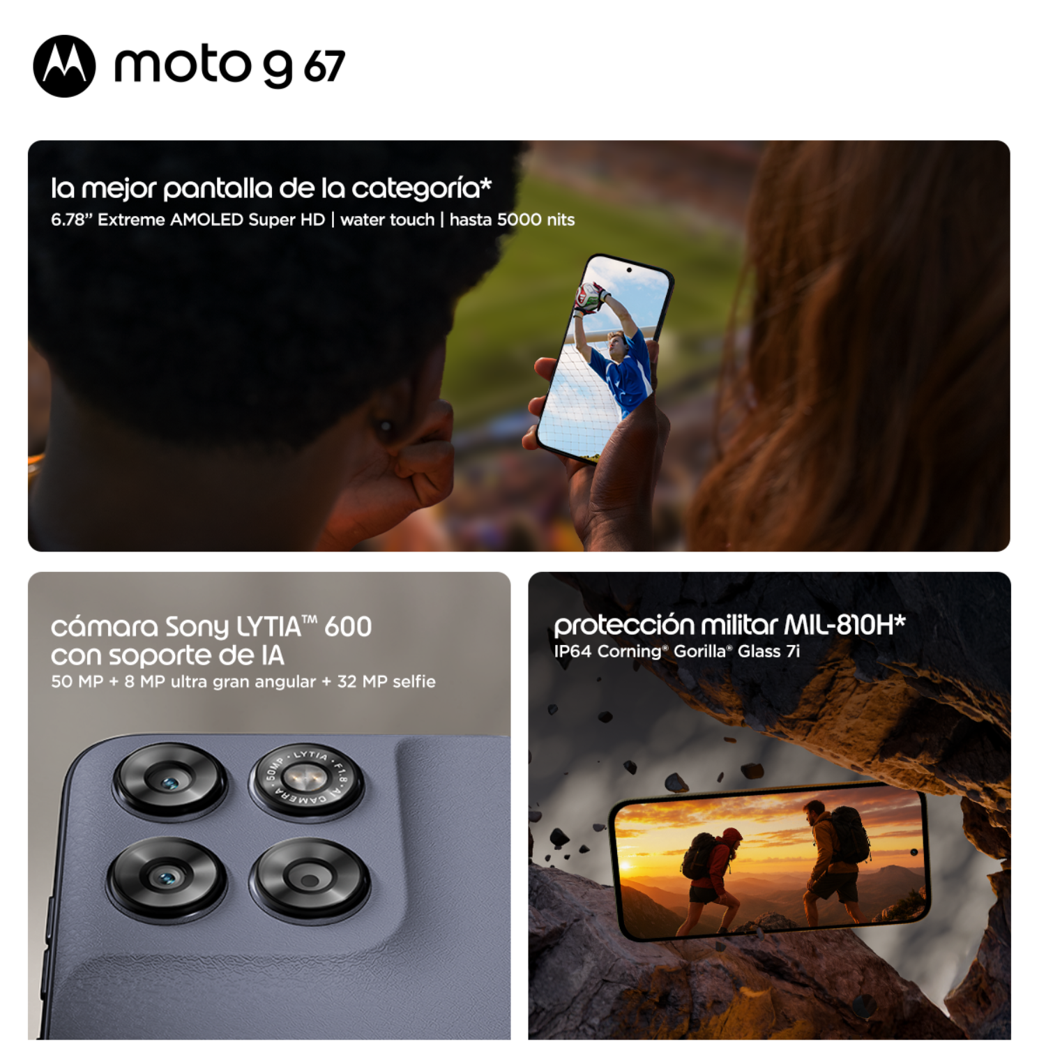 Smartphone Motorola Moto G67 256GB 4GB 5G Gris-3