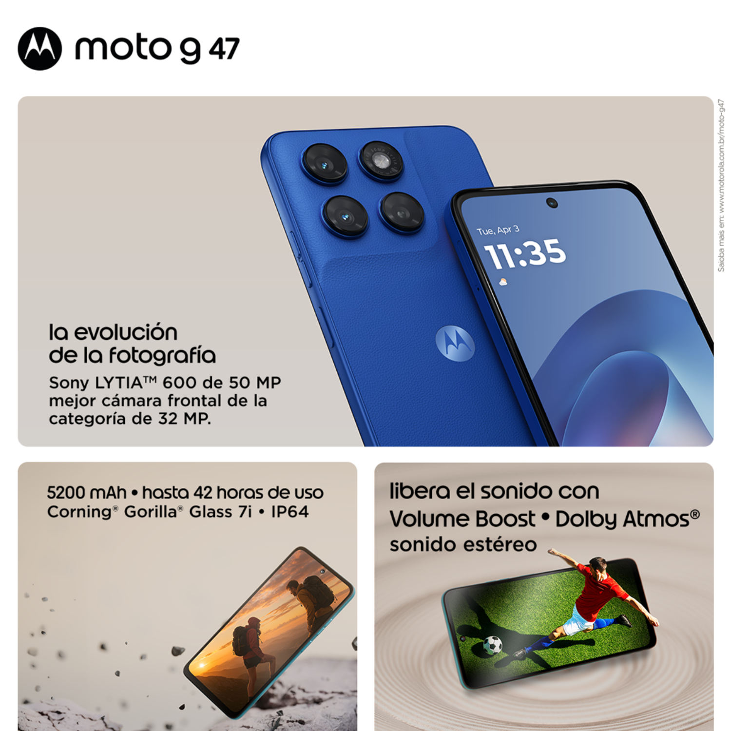 Smartphone Motorola Moto G47 5G 128GB 4GB Azul-3