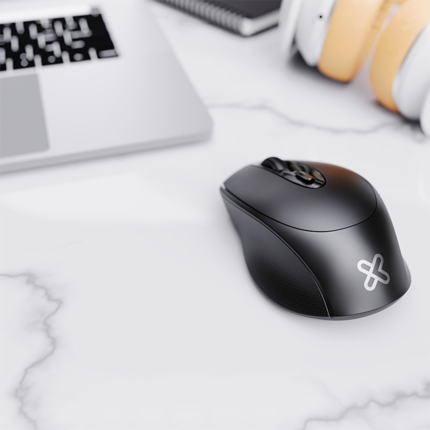 Mouse Inalámbrico Ergy 4 Botones Ultra-Ergonómico Negro-2