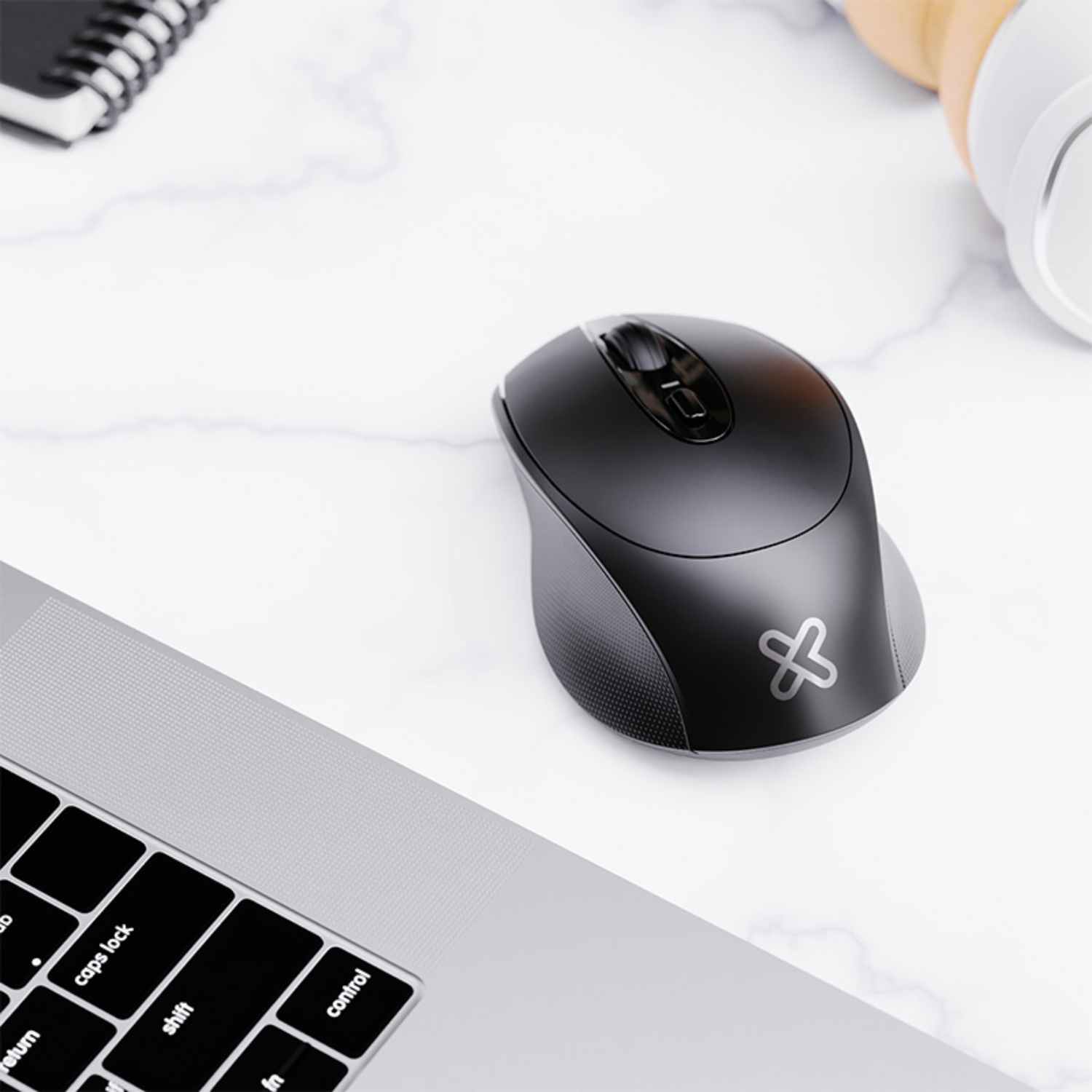 Mouse Inalámbrico Ergy 4 Botones Ultra-Ergonómico Negro-3