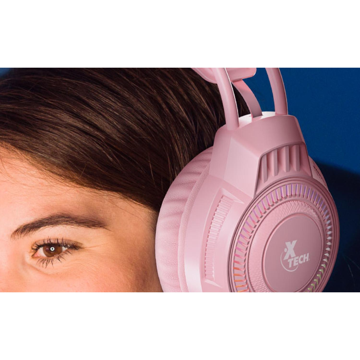 Audífonos Diadema Gamer Xtech XTH-564 Alámbrico Rosa-2