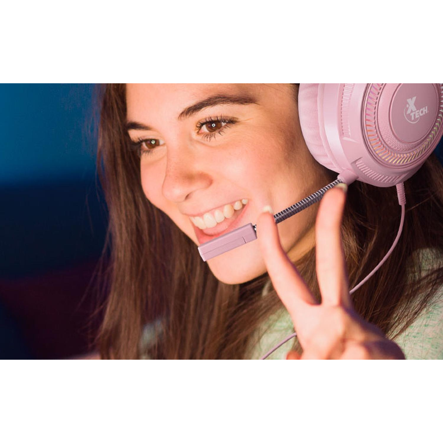 Audífonos Diadema Gamer Xtech XTH-564 Alámbrico Rosa-3
