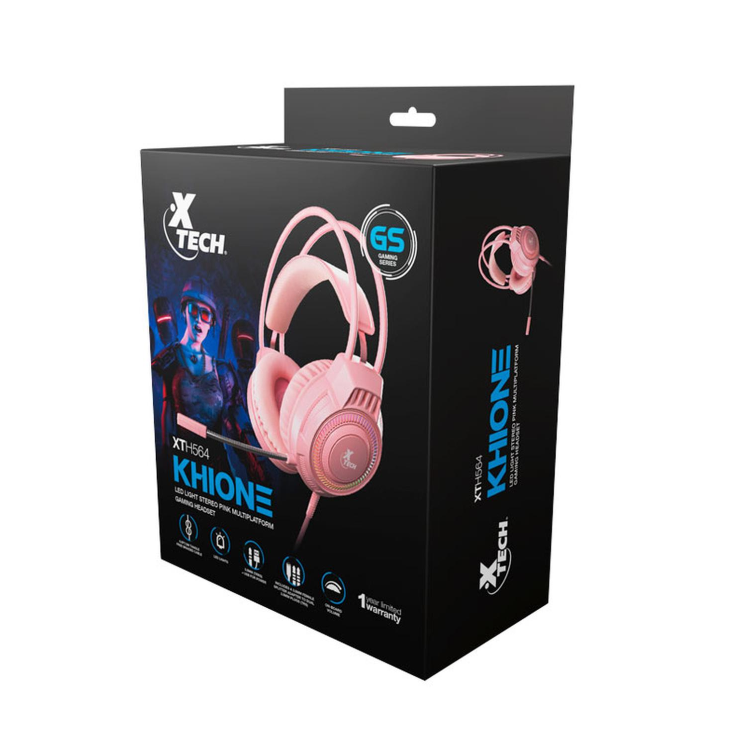 Audífonos Diadema Gamer Xtech XTH-564 Alámbrico Rosa-5