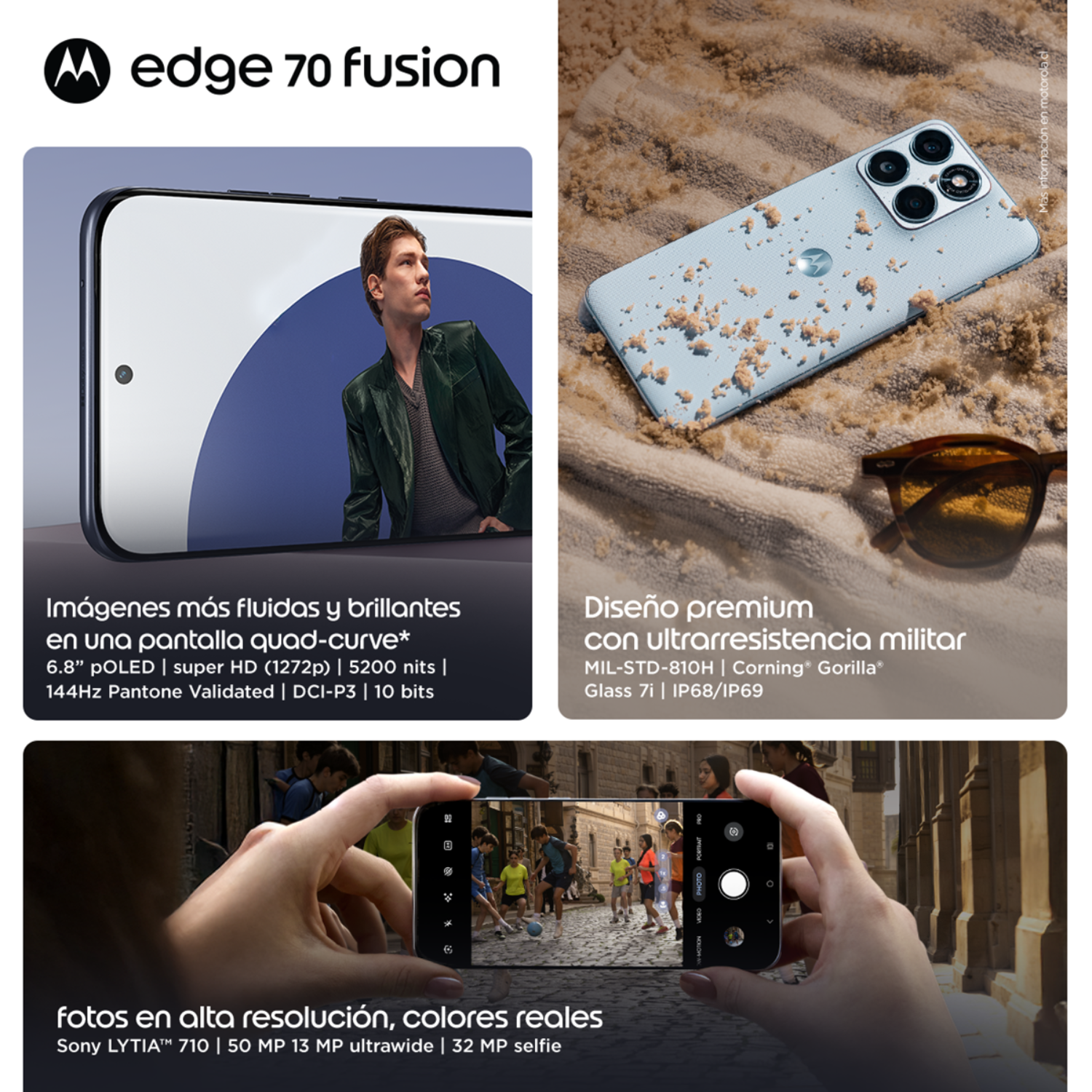 Smartphone Motorola Edge 70 Fusion 256GB 8GB 5G Azul-3