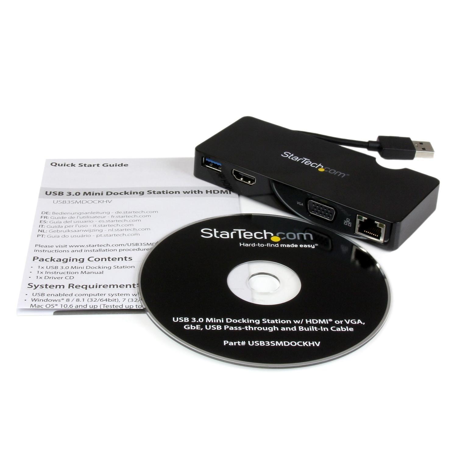 Docking Station StarTech USB 3.0 de Viajes con HDMI o VGA-3