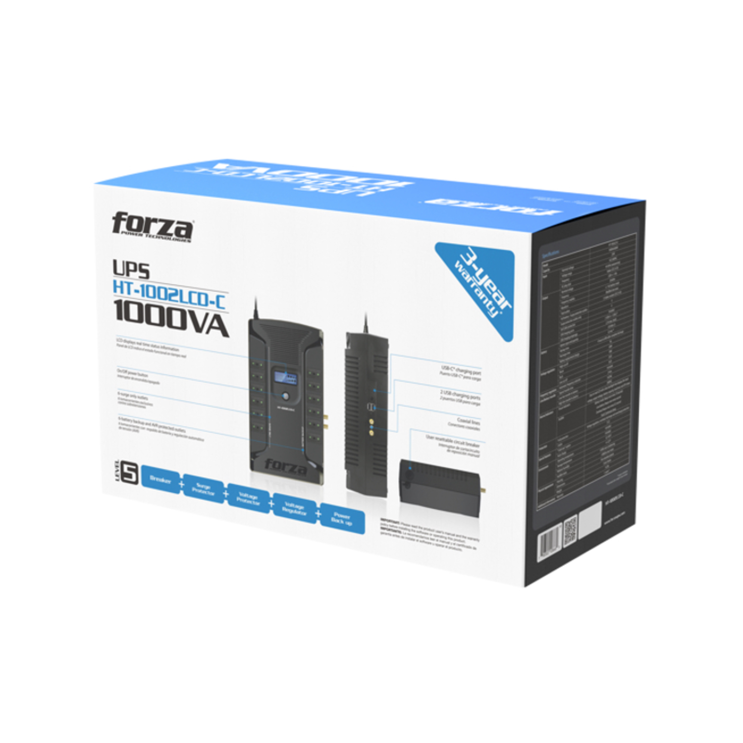 UPS Forza 1000 VA HT-1002LCD-C Interactiva 12 salidas-5