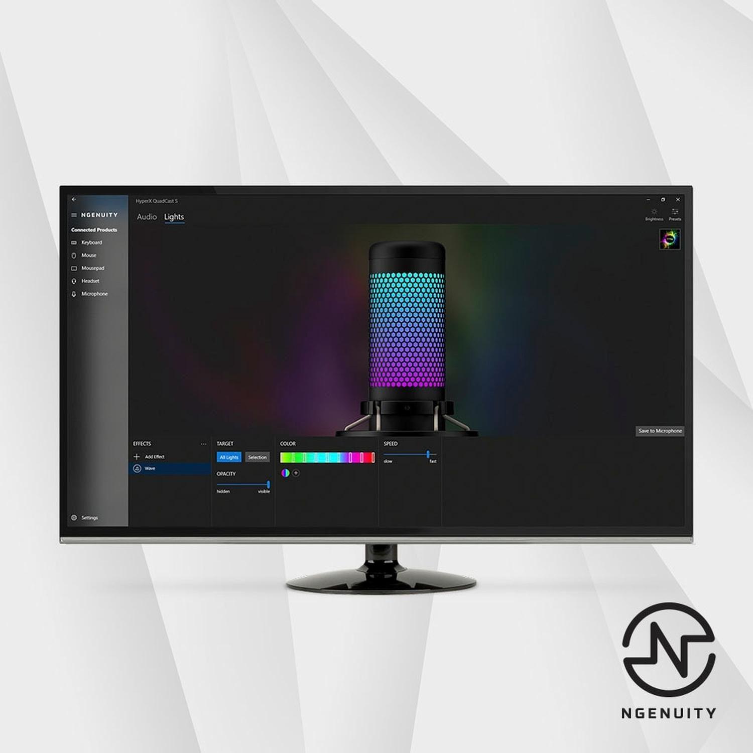 Micrófono USB HyperX QuadCast S Iluminación RGB Negro-6