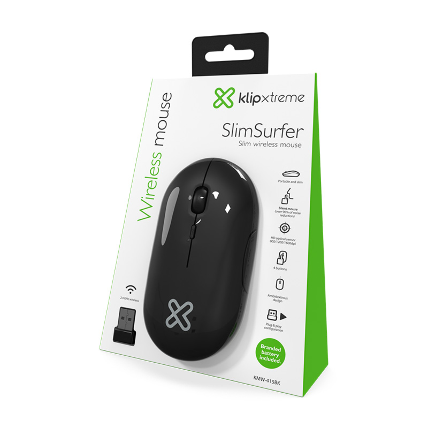 Mouse Inalámbrico SlimSurfer 4 Botones Ultra Portátil Negro-5