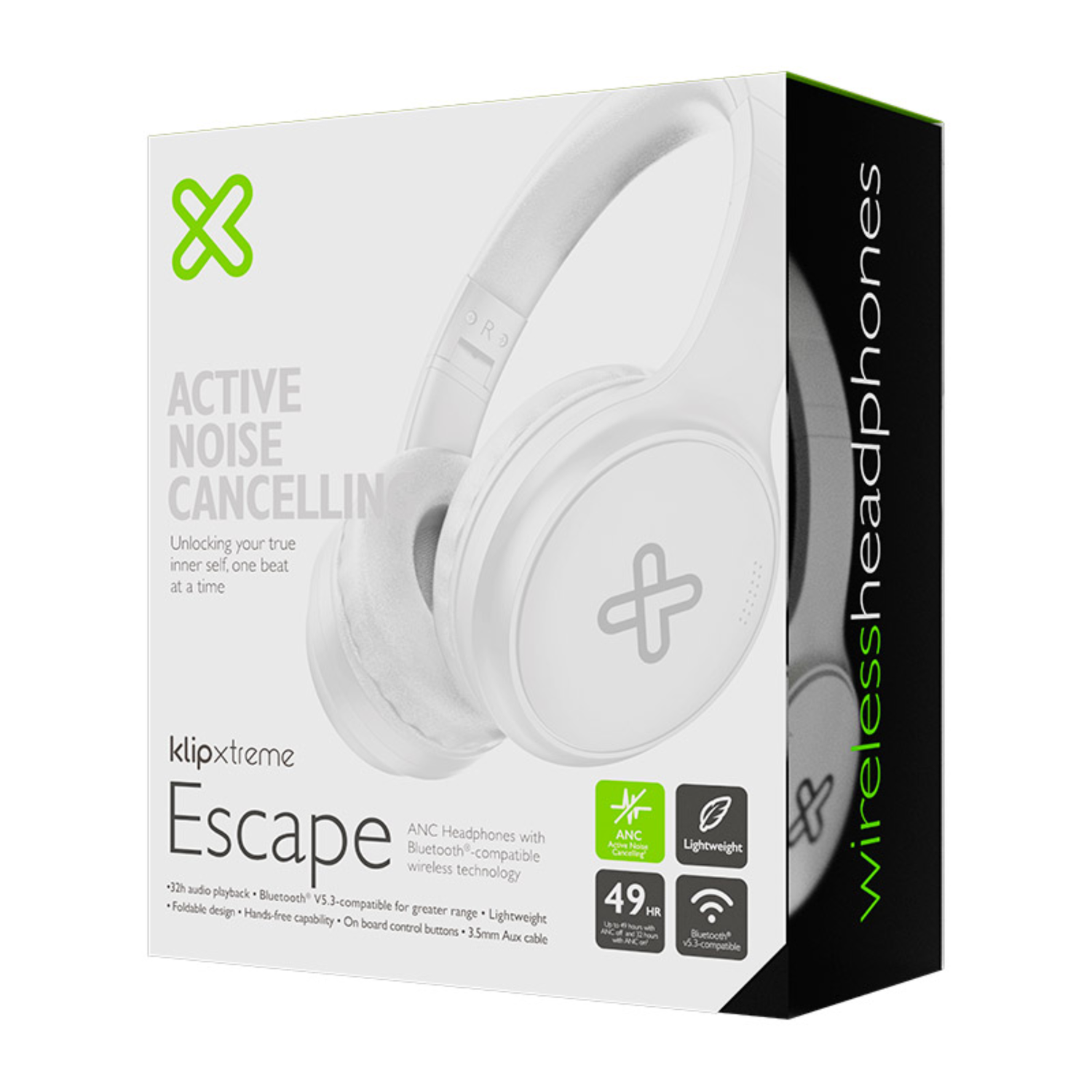Audífonos Klip Xtreme Escape ANC Bluetooth 32h Blanco-4