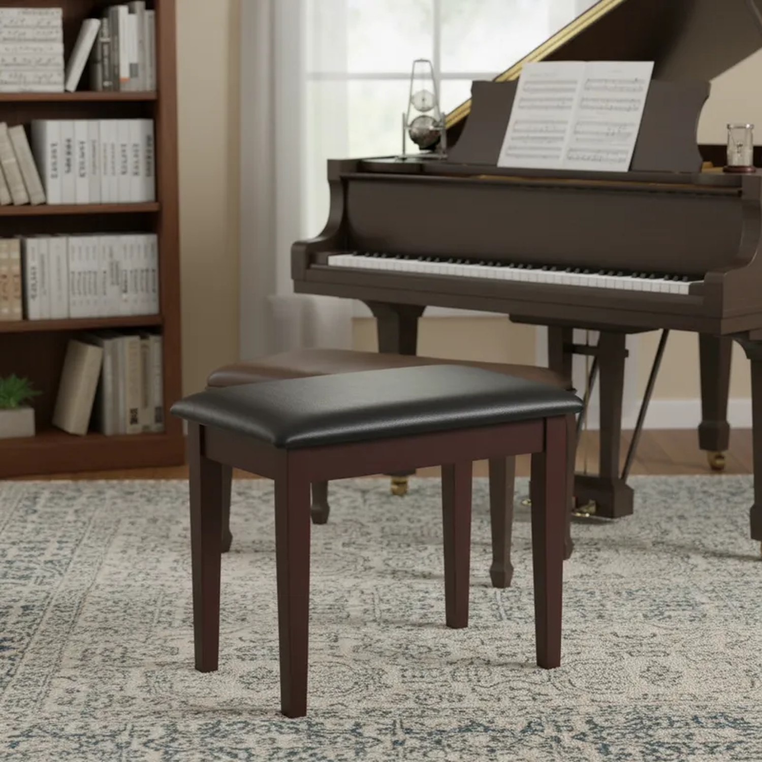 Taburete Piano con Cajón KPB01 Madera Acolchado-2