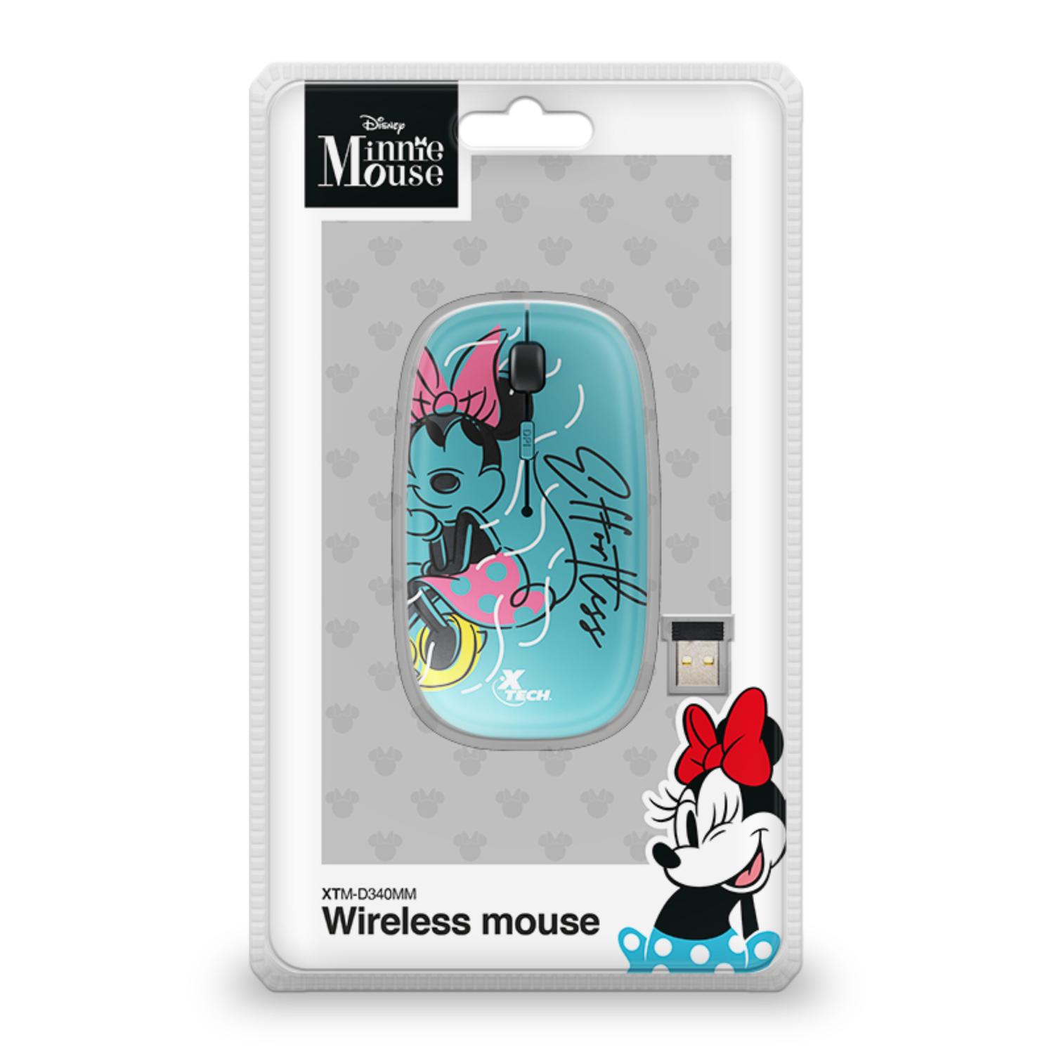 Mouse Inalámbrico Minnie Mouse 4 Botones Aguamarina-5
