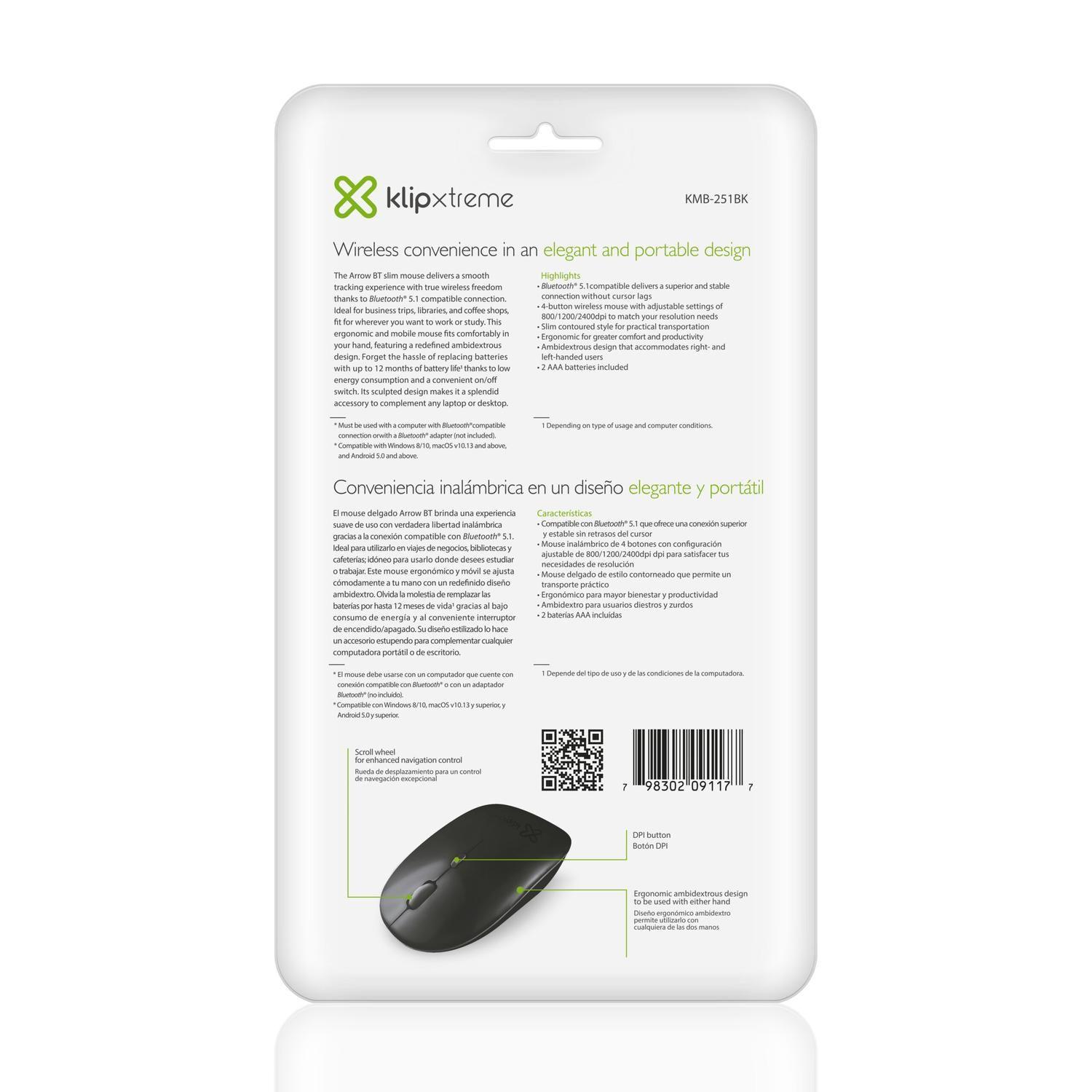 Mouse Arrow BT Ambidiestro Bluetooth Óptico-5