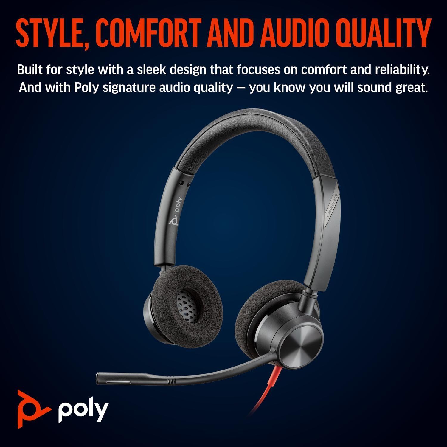 Audífonos Teletrabajo POLY Blackwire 3320 Stereo Negro-4