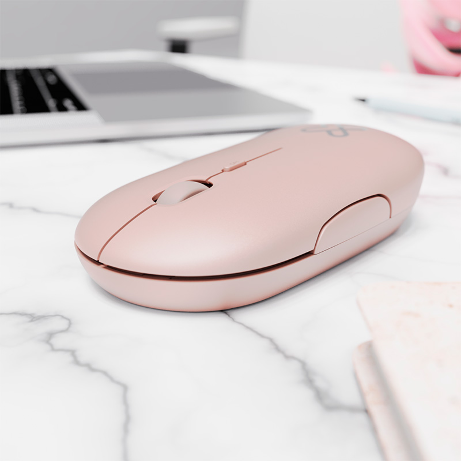 Mouse Inalámbrico SlimSurfer 4 Botones Ultra Portátil Rosa-3
