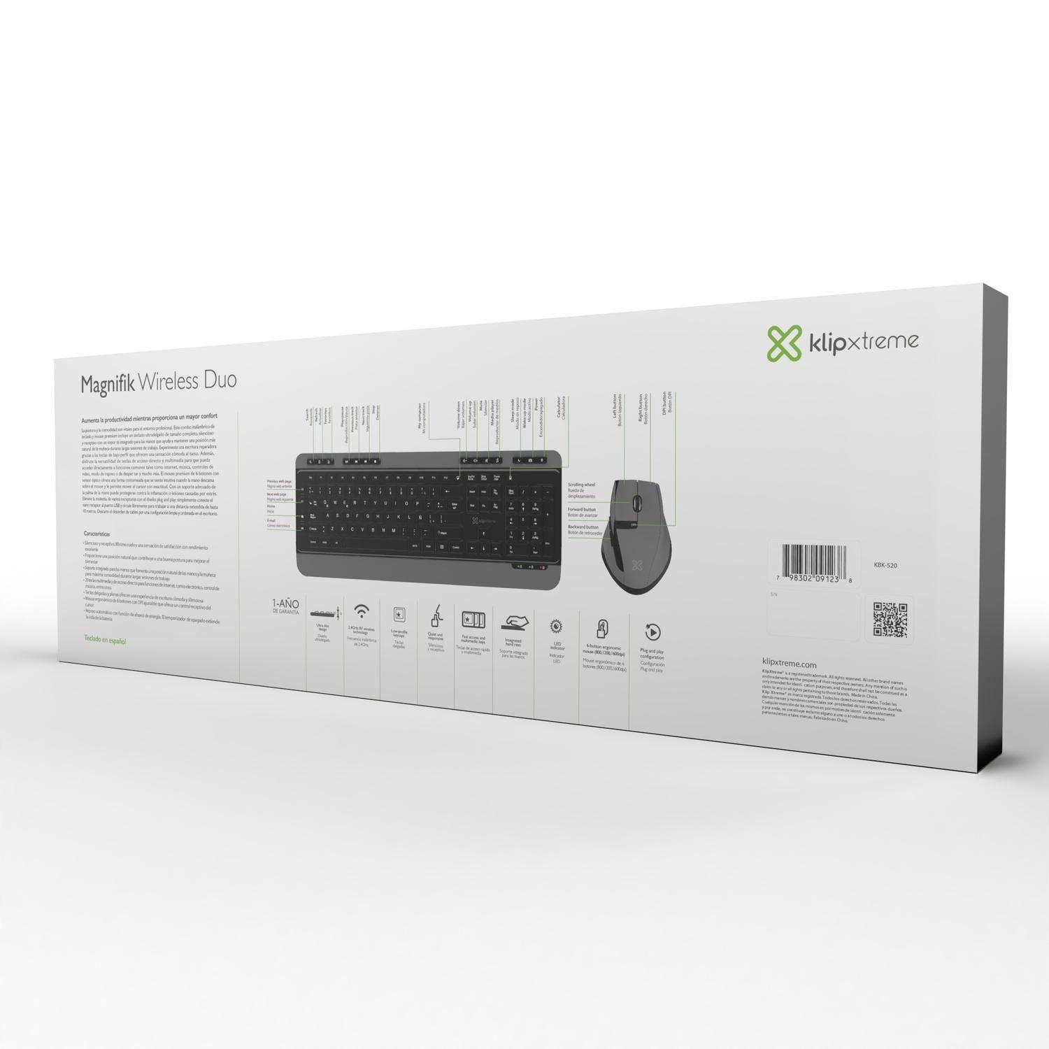 Kit Teclado y Mouse Magnifik RF inalámbrico QWERTY-8